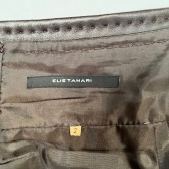Elie Tahari 100% leather skirt brown color very soft leather, Size 2 - Picture 3 of 7